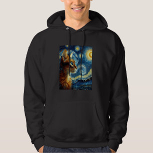 Moletom Abyssinian Orange Cat Starry Night Painting