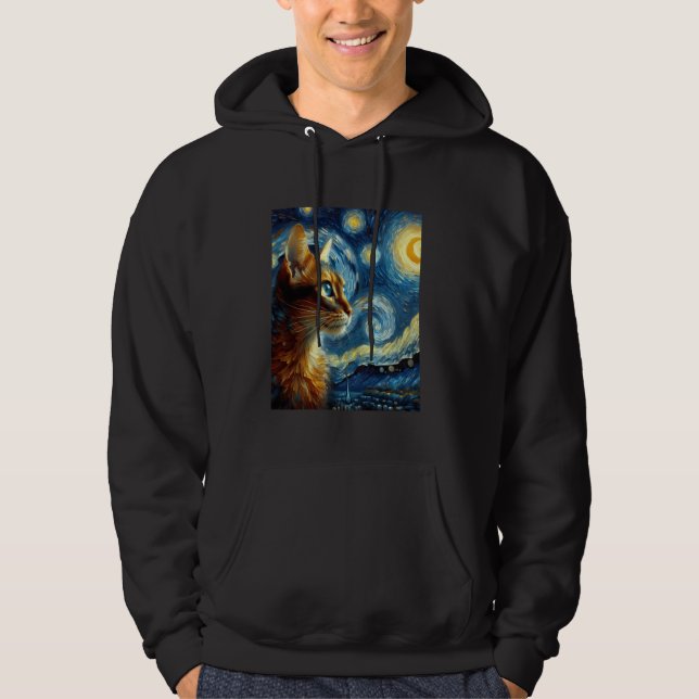 Moletom Abyssinian Orange Cat Starry Night Painting (Frente)