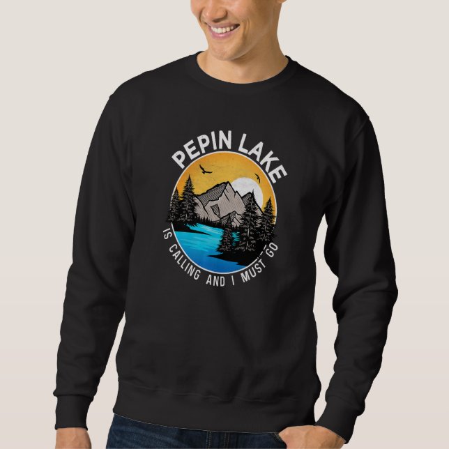 Moletom Acampamento de Barcos de Pesca Lago Pepin Lakeview (Frente)