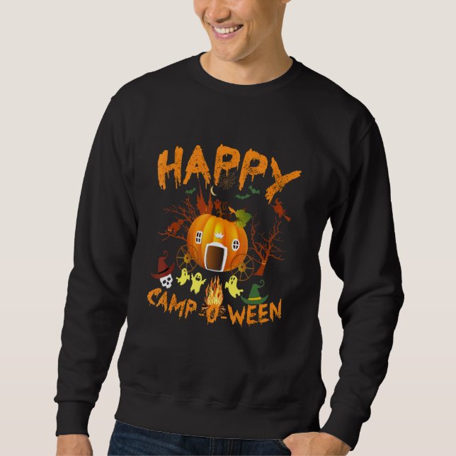 Moletom Acampamento Feliz O Ween Camping Dia das Bruxas (Frente)