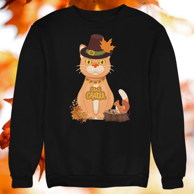 Moletom Ação de Graças Cat Lover (Thanksgiving Cat Themed Sweatshirt)