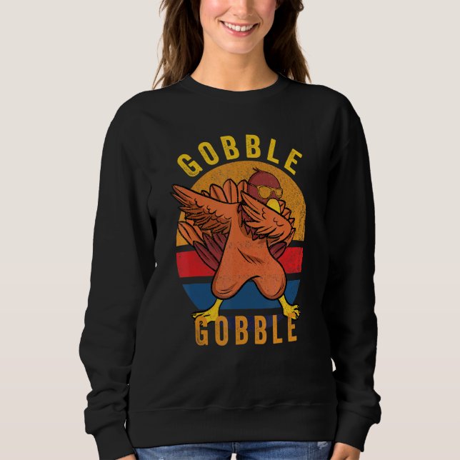 Moletom Ação de Graças Gobble Gobble Para Meninos Dabbing  (Frente)