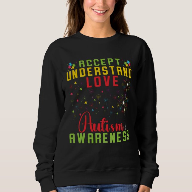 Moletom Accept Understand Love Autism Awareness Rainbow Pu (Frente)
