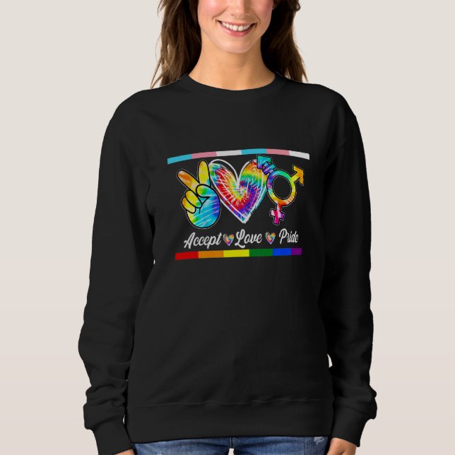 Moletom Aceitar Orgulho de Orgulho de Transgênero Tie Dye  (Frente)