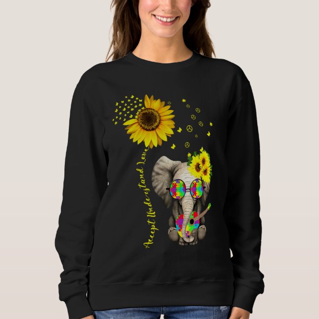 Moletom Aceite Compreender Autismo A Do Elefante Girassol (Frente)