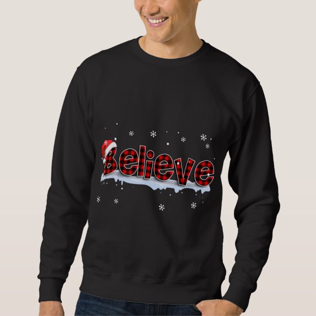Moletom Acredite em Papais noeis de Xadrez Buffalo Floco d (Frente)