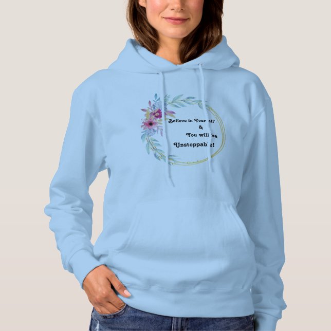 Moletom "Acredite em si" Blue F!oral Hooded Sweatshirt (Frente)