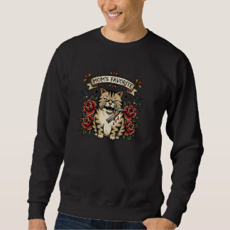 Moletom Adaga de Gato Favorito da Mamãe Rosa Tatuagem Trad