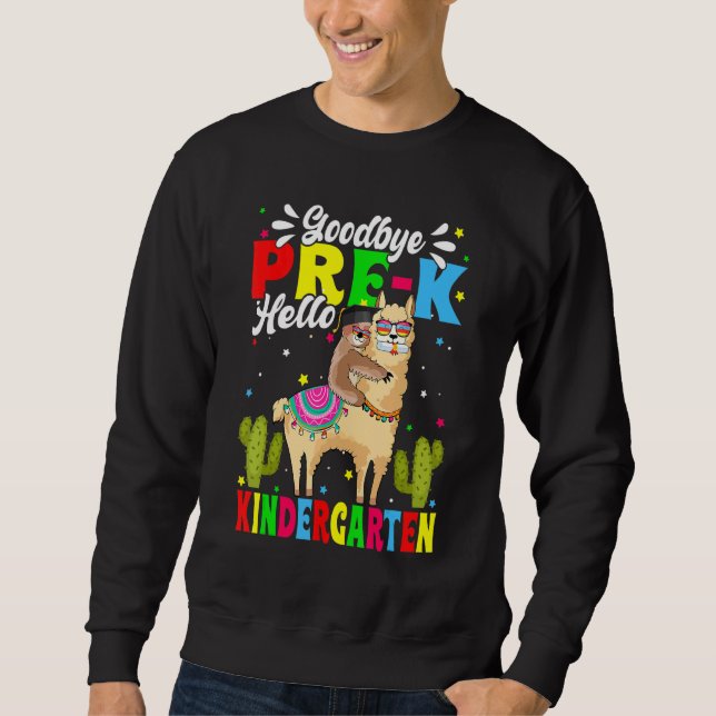 Moletom Adeus Pré K Olá Jardim de Infância Llama Sloth Gra (Frente)