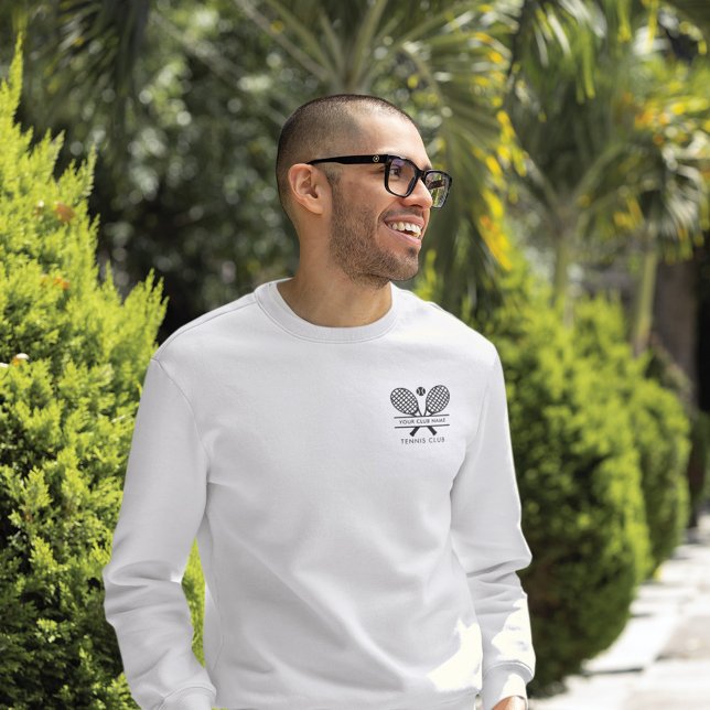 Moletom Adicionar a Equipe de Tênis do Nome do Clube Perso (Tennis Club Logo White Sweatshirt)