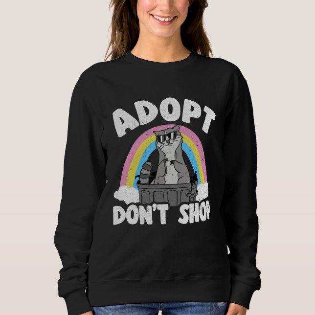 Moletom Adopt Don't Shop Rainbow Raccoon (Frente)