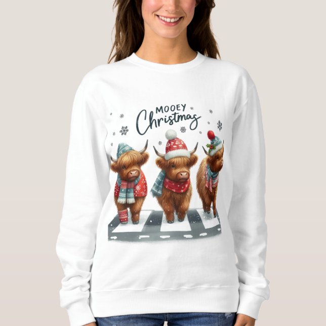 MOLETOM ADORABLE CHRISTMAS HOLIDAY HIGHLAND COWS (Frente)