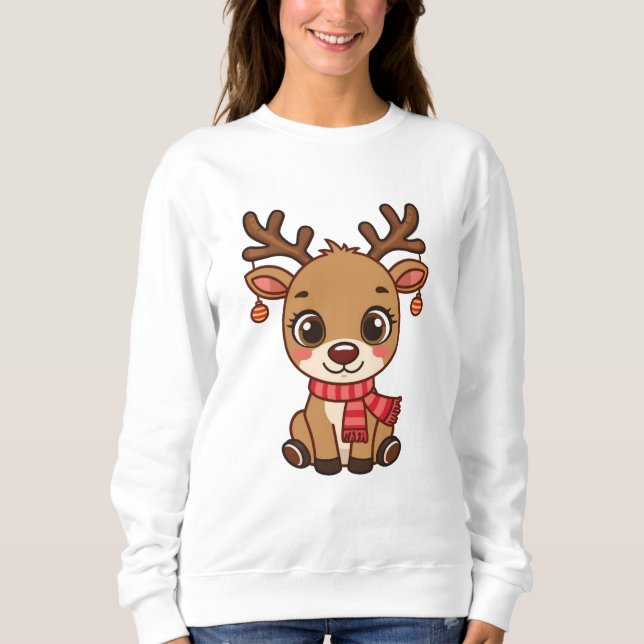 Moletom Adorable Christmas Reindeer Illustration (Frente)