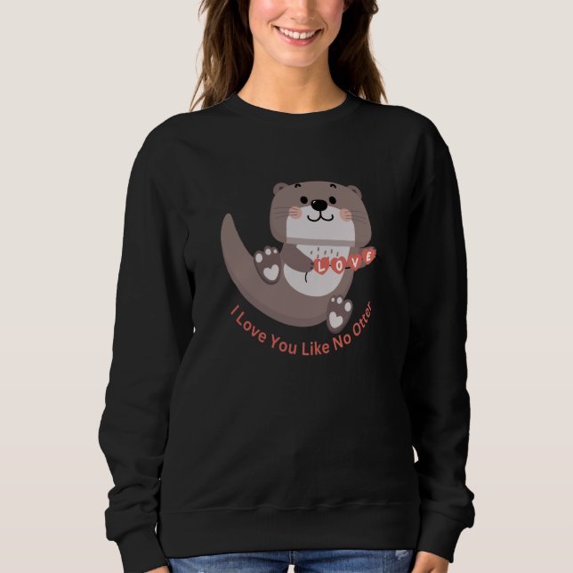 Moletom Adorable Sea Otter And Hearts For Valentines Day (Frente)