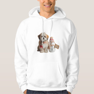 Moletom "Adorável Cachorrinho e Boneco de Neve Inverno