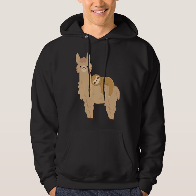 Moletom Adorável Sloth Deitado Em Um Lama (Frente)