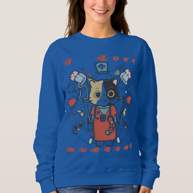 Moletom Adoro Enfermagem - Gato Enfermeiro (Frente)