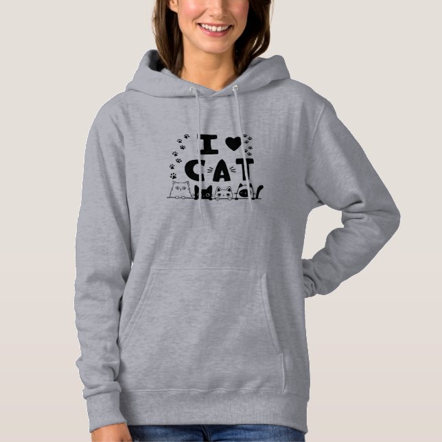 Moletom Adoro Gatos Hoodie - Presentes Bonitos Para Gatos (Frente)