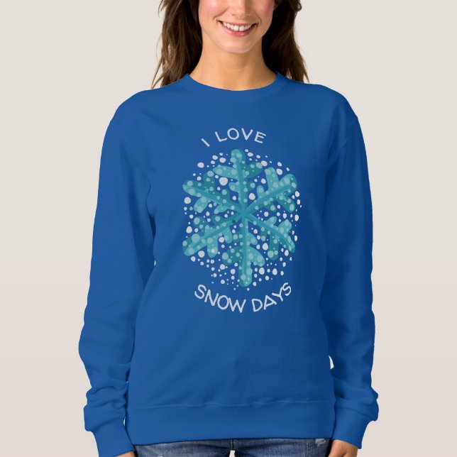 Moletom Adoro Neve Dias Azul Floco de Neve T-Shirt (Frente)
