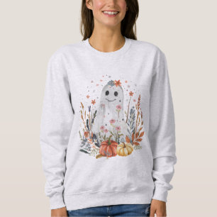 Moletom Adulto Gráfico de Halloween Fantasma Outono Floral