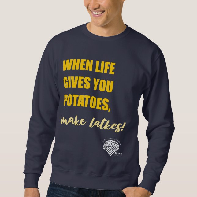Moletom Adults' Hanukkah Sweatshirt - "Make latkes" (Frente)