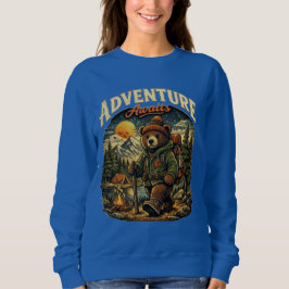 Moletom Adventure Awaits Bear Hiking Camping Vintage Hoodi