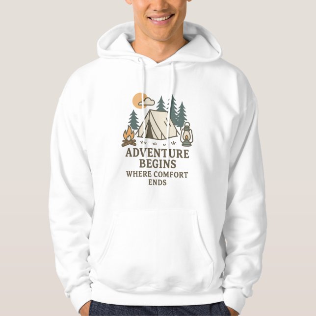 Moletom Adventure Begins Where Comfort Ends Camping hoodie (Frente)