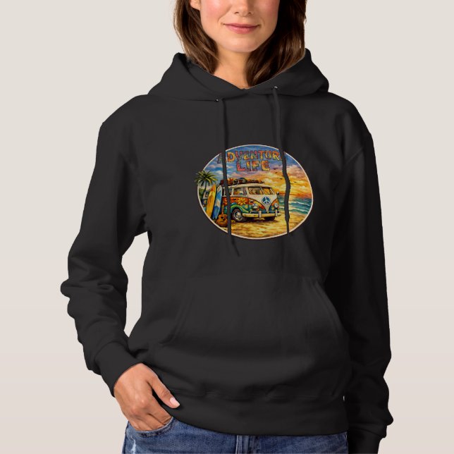 Moletom Adventure Life Retro Hippie Beach Sunset Graphic (Frente)
