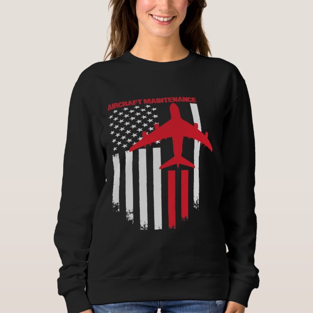 Moletom Aeronave Mechanic American Flag Aviation Technic (Frente)