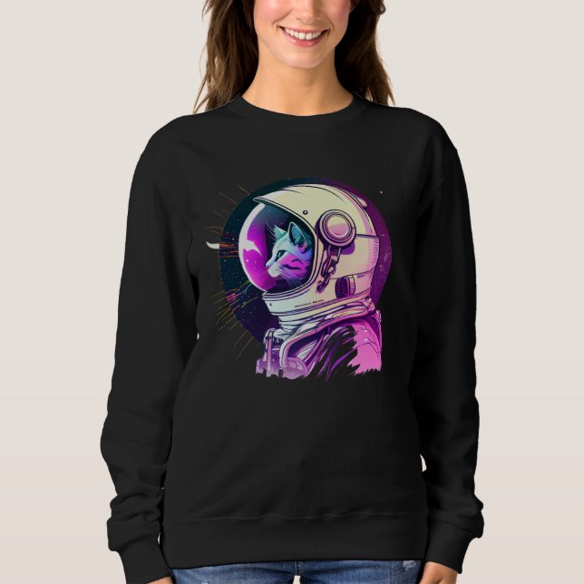 Moletom Aesthetic Vaporwave Space Cat 80s 90s Astronaut  1 (Frente)