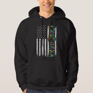Moletom Afastada American Flag Autism Nana Family Matchi