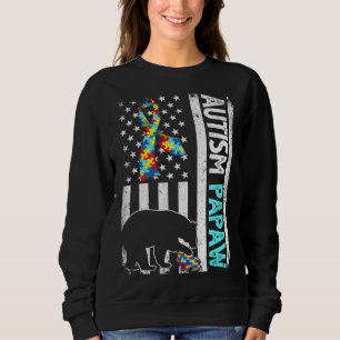 Moletom Afastada bandeira americana Autism Papaw Bear Auti