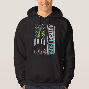 Moletom Afastada bandeira americana Autismo Papa Urso Auti