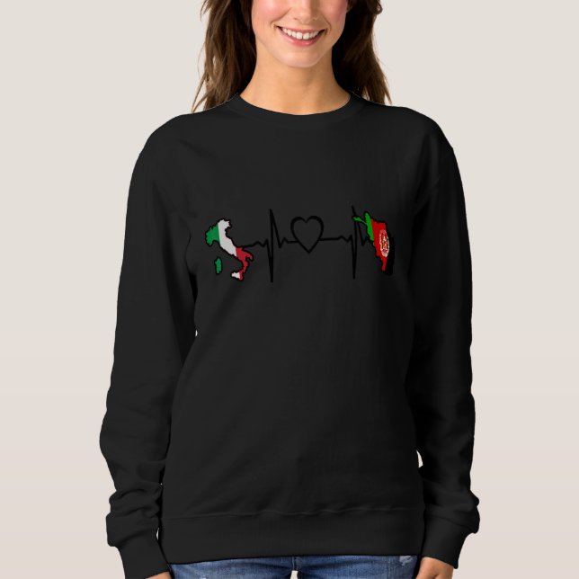 Moletom Afghanistan Italy Flag Afghan Italian Heartbeat (Frente)