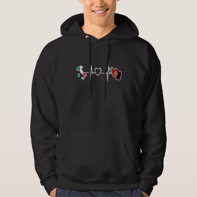 Moletom Afghanistan Italy Flag Afghan Italian Heartbeat 1 (Frente)