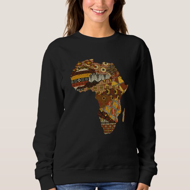 Moletom Africa Map Kente Cloth Black History Month Afro Af (Frente)