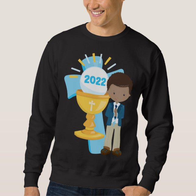 Moletom African American Boys First Communion Black Boy Cr (Frente)