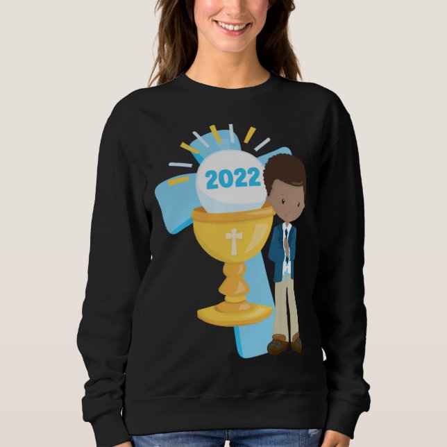 Moletom African American Boys First Communion Black Boy Cr (Frente)