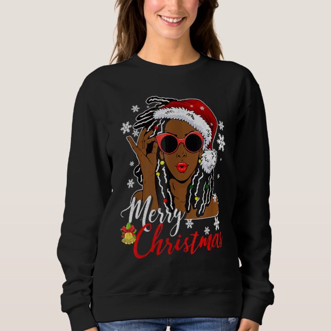 Moletom African Black Girl Christmas Santa Claus Merry Chr (Frente)