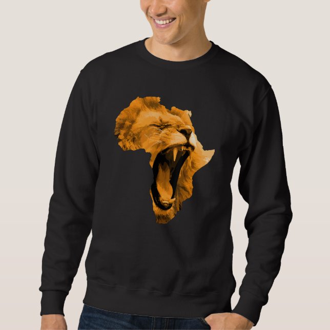 Moletom African Lion Roaring Safari Culture Africa Map (Frente)