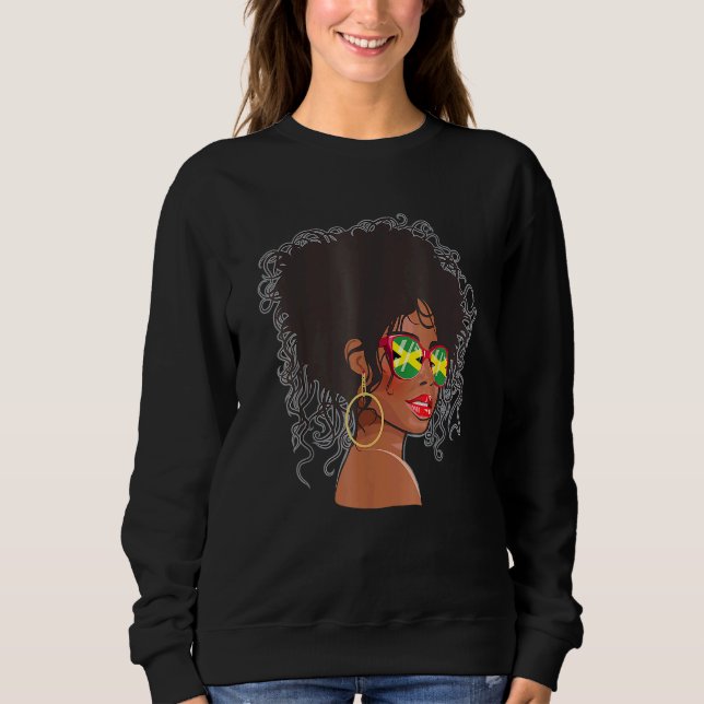 Moletom Afro Hair Jamaica  Women Black Melanin Jamaican Fl (Frente)