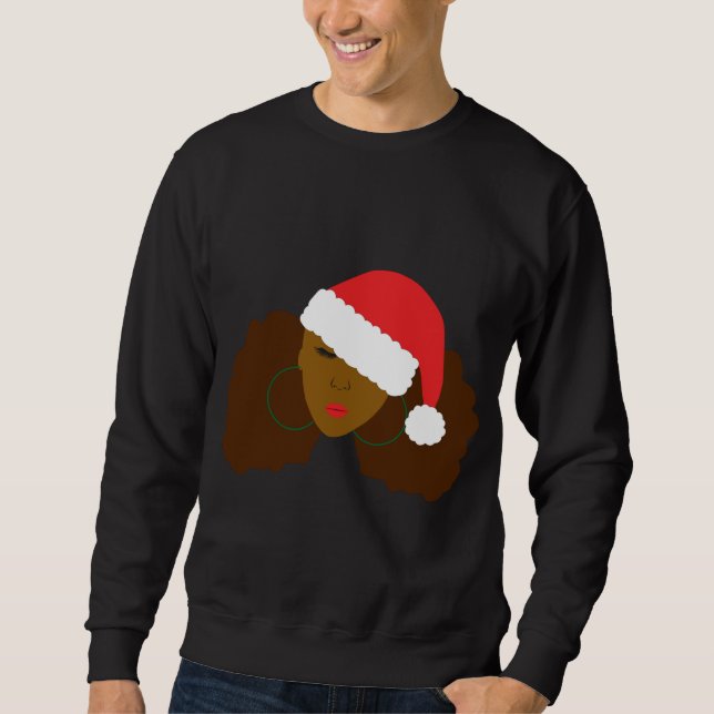 Moletom Afro Puff Girl Papai Noel Natal (Frente)