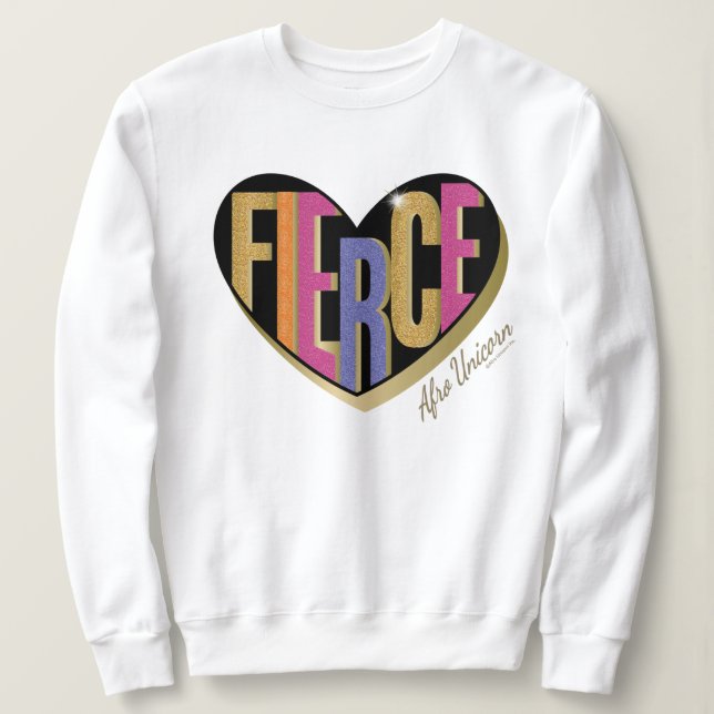 Moletom Afro Unicorn Fierce Heart Design (Frente do Design)