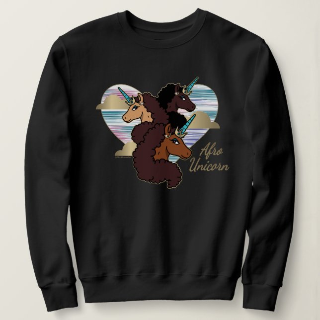 Moletom Afro Unicorn Trio Heart Design (Frente do Design)