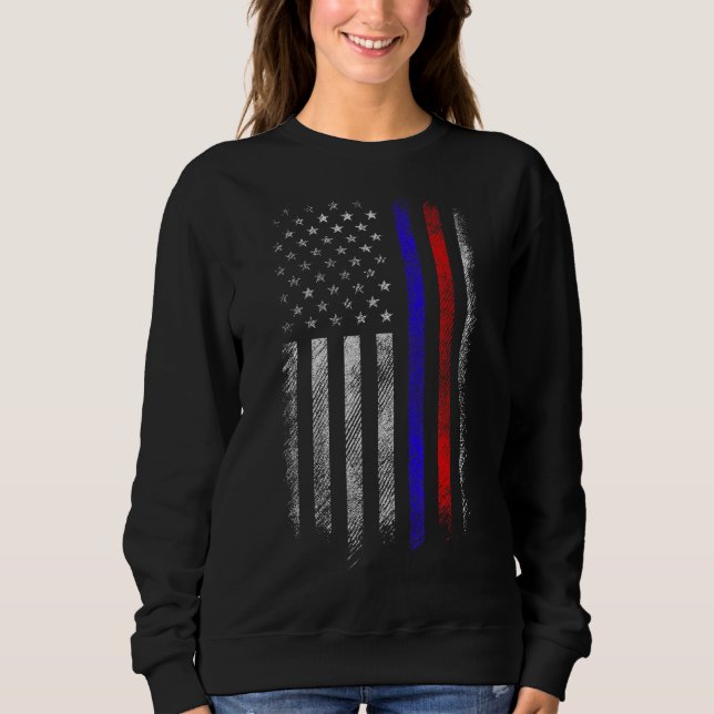 Moletom Agente da Polícia de Bombeiro Red & Blue Line Flag (Frente)