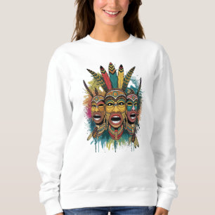 Moletom Aguardente Tribal - Trio de Máscaras Nativas Vibra