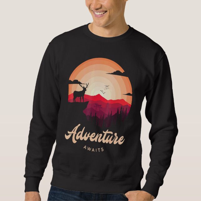 Moletom Aguardo Roxo Sunset Mountain Deer Forest (Frente)