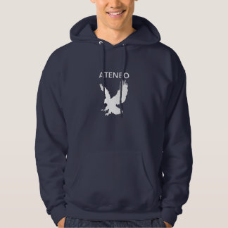 Moletom Águia branca com o ATENEO branco no hoodie dos