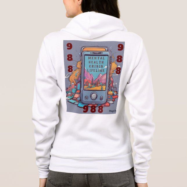 Moletom AI 988 Crise de Saúde Mental Zipper Hoodie (Verso)