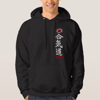 Moletom Aikido Kanji Dark Hoodie Com Bandeira Japonesa